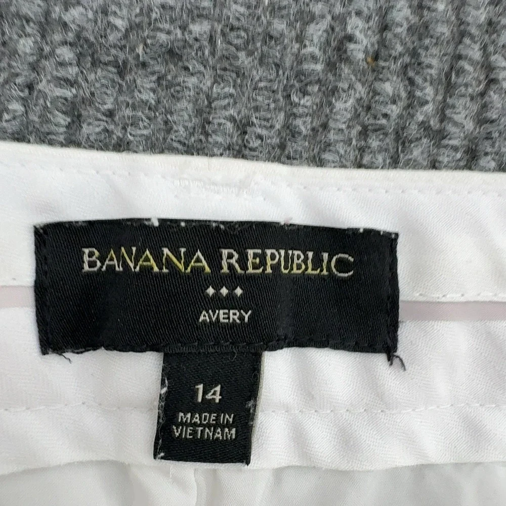 Banana Republic Avery Pants Women 14 White Linen Cotton Blend Trousers Casual